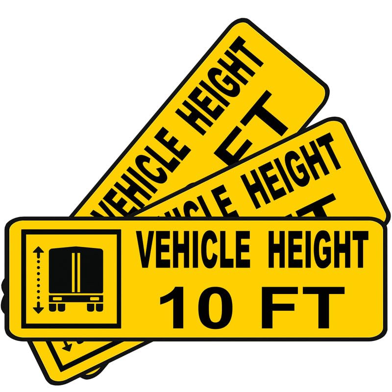 3Pcs(6"x2") - Vehicle height 10 FT Sign - Vehicle height 10 FT Sticker - Waterproof & UV-resistant