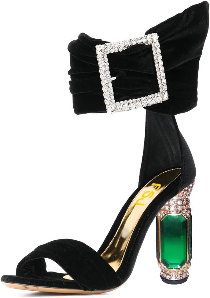 FSJ Women Open Toe Stylish Sandals Ankle Strap Chunky Block High Thick Heels Wedding Party Ballroom Shoes Size 4-15 US - Image 2