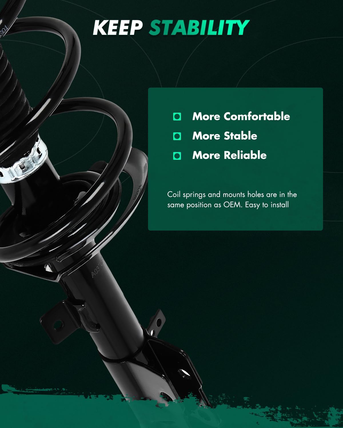 SCITOO Front and Rear Strut Spring Assembly 2007-2012 For Dodge Caliber | 2007-2010 For Jeep Compass | 2007-2010 for Jeep Patriot Automotive Replacement Strut Shock Absorbers 172368 172367 172401