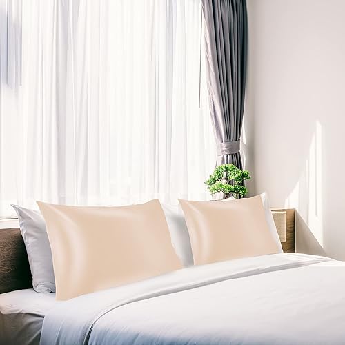 Miniatura 6 de Juego de 2 fundas de almohada de seda de morera para cabello y piel con cremallera oculta, ambos lados, 19 momme suaves y transpirables, fundas de