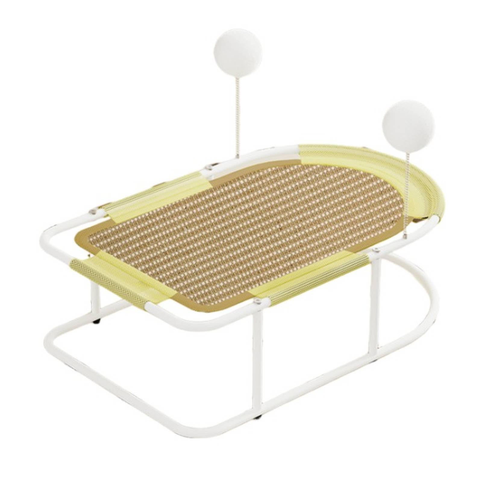 Qianly Cuccia Rialzata per Gatti Robusto, Letto Rialzato Per Animali, Struttura In Ferro, Modello Maggiorato Con Rivestimento In Sisal, Dimensioni 61 × 43 × 21 Cm, Beige Con Rivestimento In Sisal