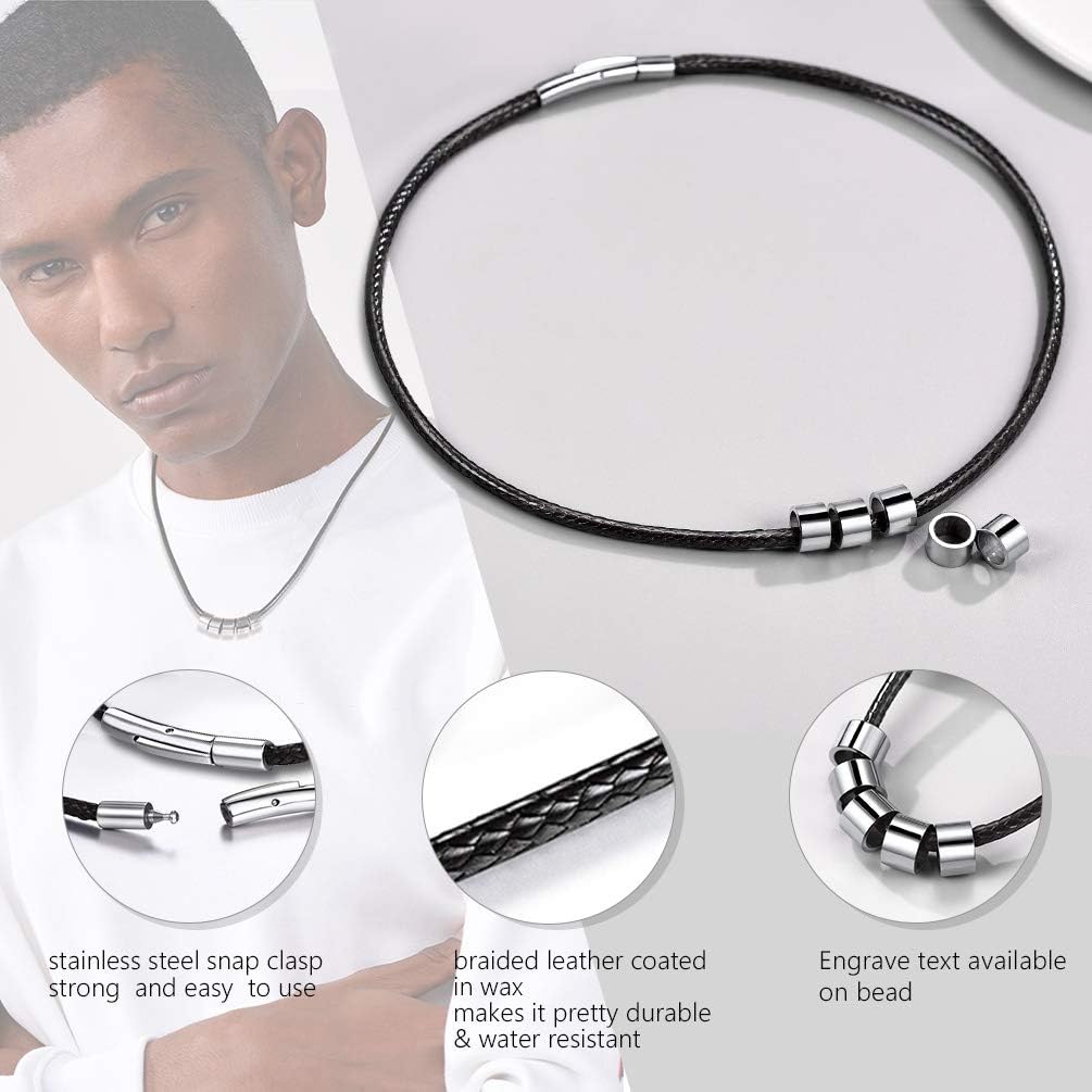 PROSTEEL Waterproof Leather Necklace Cord for Men, 2MM/3MM, 16”-30”, with Stainless Steel Clasp, DIY Chain for Pendant, Come with Box