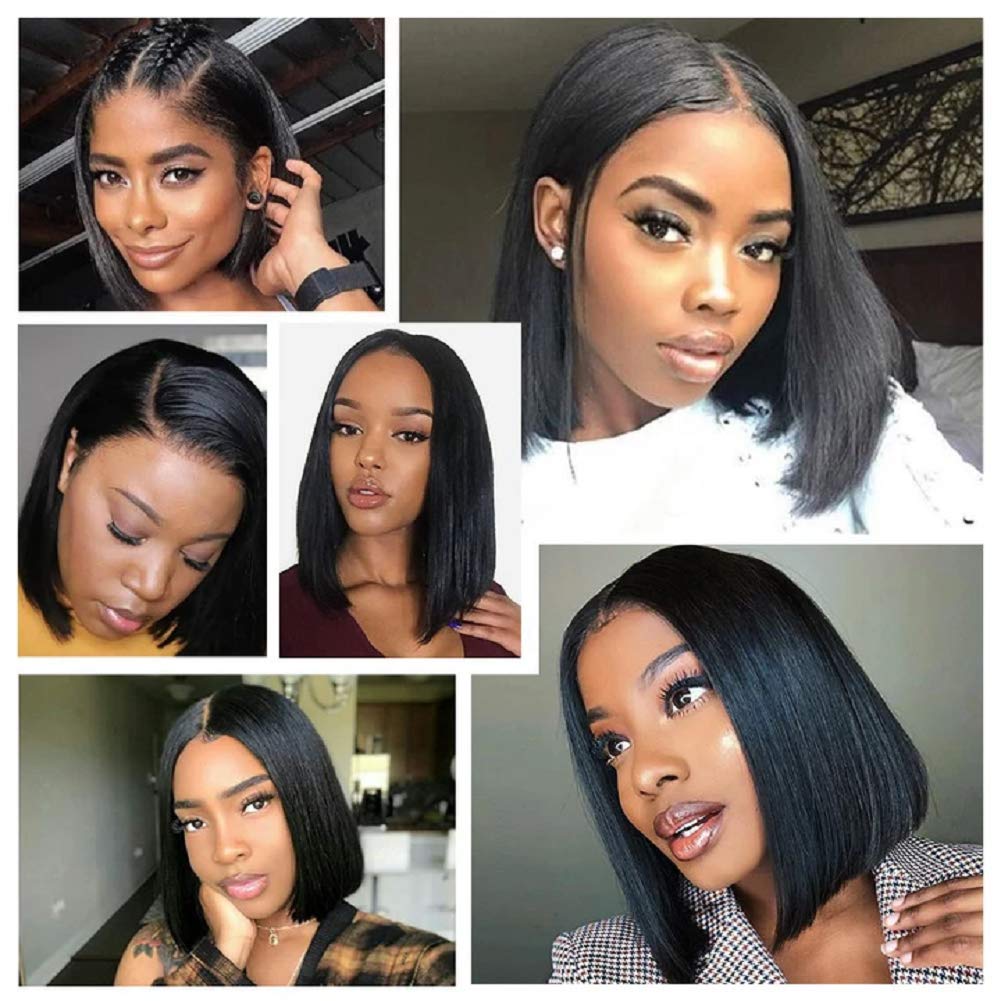 Amazon.com : VIVI BABI Short Silky Straight Short Bob Wigs Brazilian Virgin  Human Hair 4x4 Lace Front Wigs Natural Color for Black Women Human Hair  Lace Wigs Pre Plucked with Baby Hair (