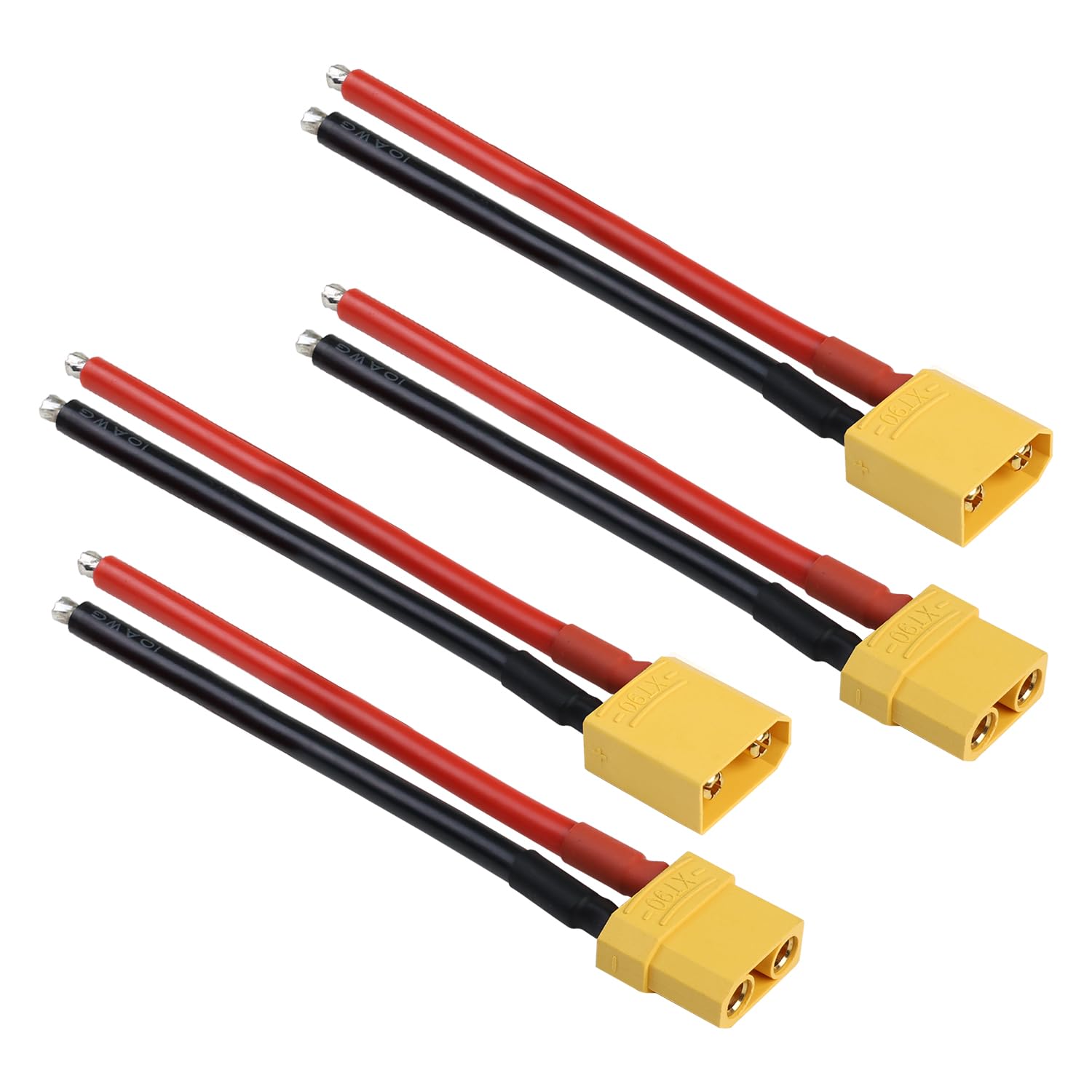 2 Pairs TMH XT90 Plug Connector Female and Male with 150mm (10 AWG) Soft Silicone Wire for RC Lipo Battery FPV Cable Drone Car Boat (2 Male+2 Female)