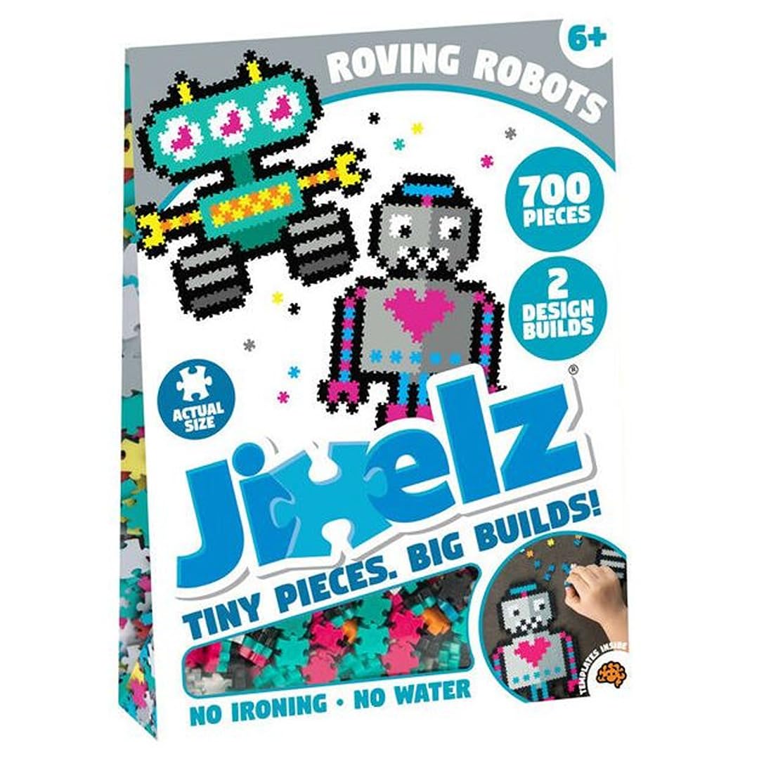 Jixelz 700-Piece Roving Robots - Sensory Toys for Infants, Infant Development & Early Learning, Pixel Art Baby Toy for Ages 6+