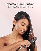 Vista 2 de Plancha de pelo de 1 pulgada y rizador 2 en 1 de titanio y cerámica iónica con voltaje dual, con silicona resistente al calor, para menos Beige