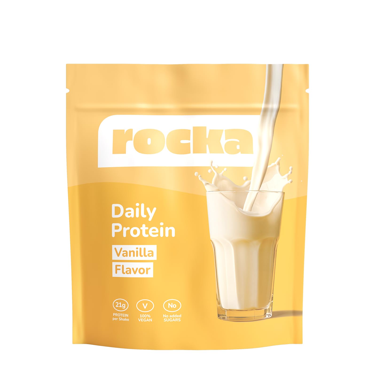 Rocka Nutrition Daily Protein veganes Proteinpulver | Pflanzliches Protein Pulver mit 21 g Protein pro Portion | Perfekt als Shake, im Porridge & für deine Lieblingsrezepte (1 kg, Vanilla)