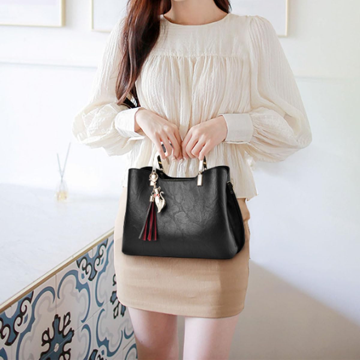 XingChen Bolsos y bolsos de mano para mujer con asa superior, bolsos de hombro de piel sintética