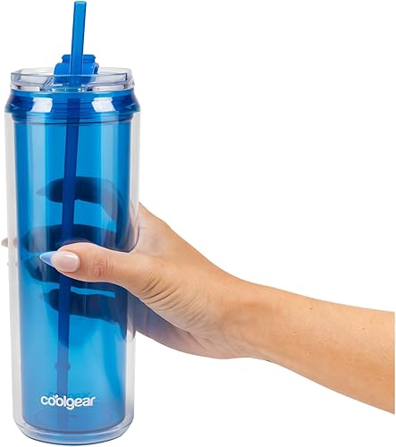 Miniatura 6 de COOL GEAR Paquete de 3 vasos modernos de 22 onzas con popote reutilizable, apto para lavavajillas, apto para vasos, a prueba de derrames, vaso de