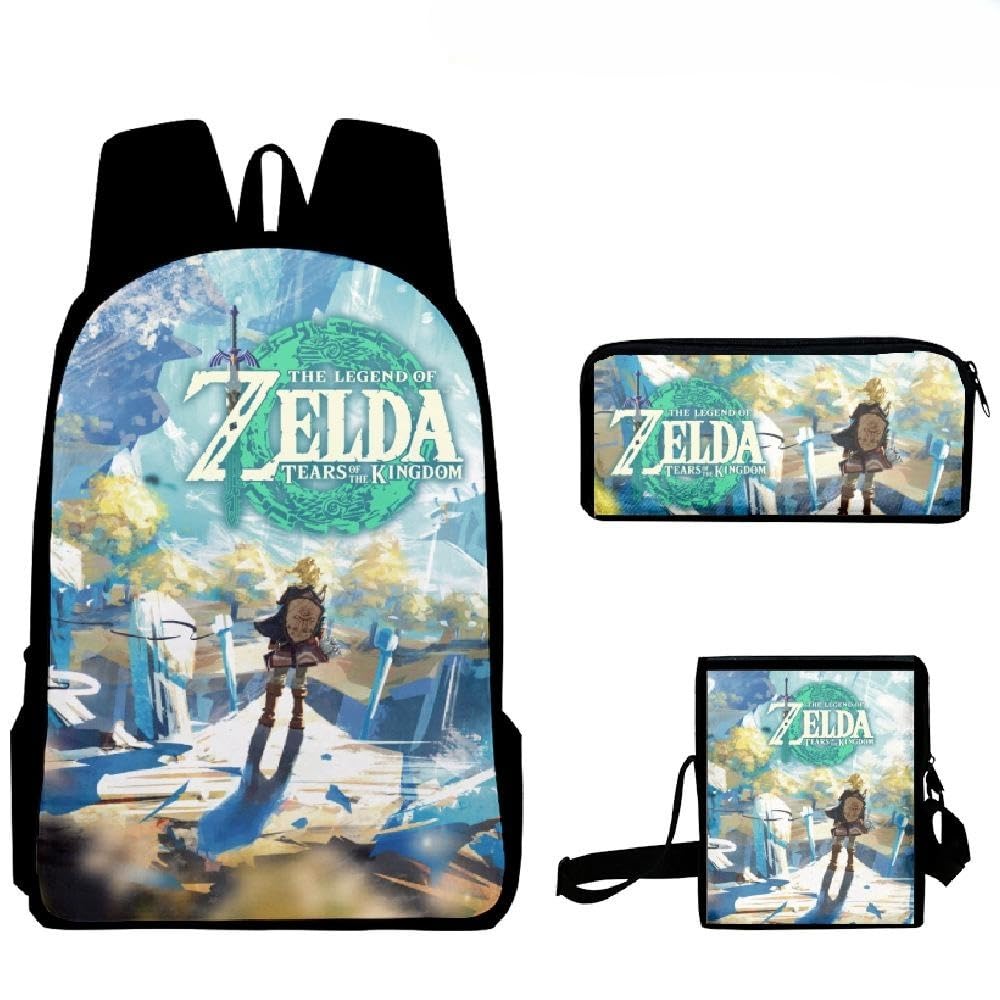 Lot de 3 sacs à dos en toile Motif personnages de jeu, Style 7, taille unique