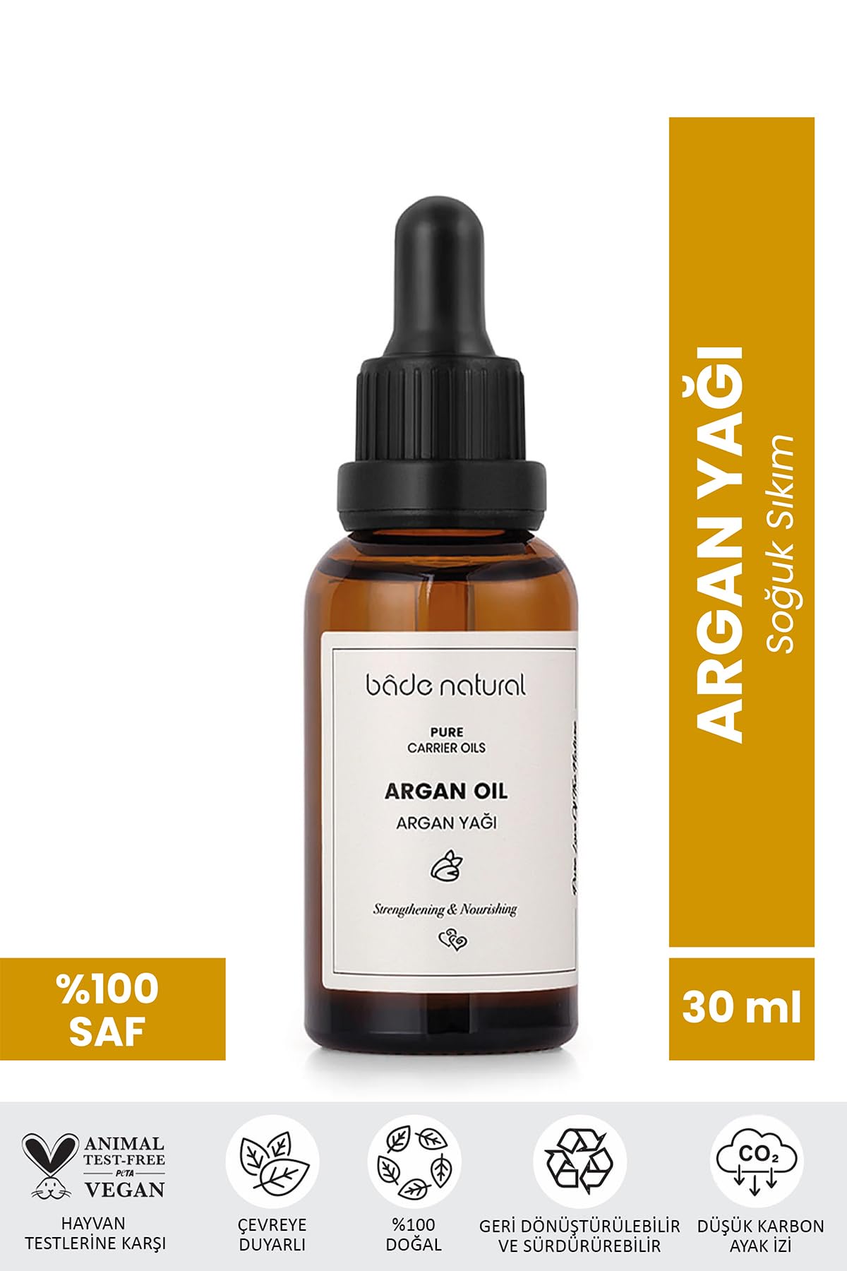 Bade Natural Argan Yağı Soğuk Sıkım%100 Saf 30 ml