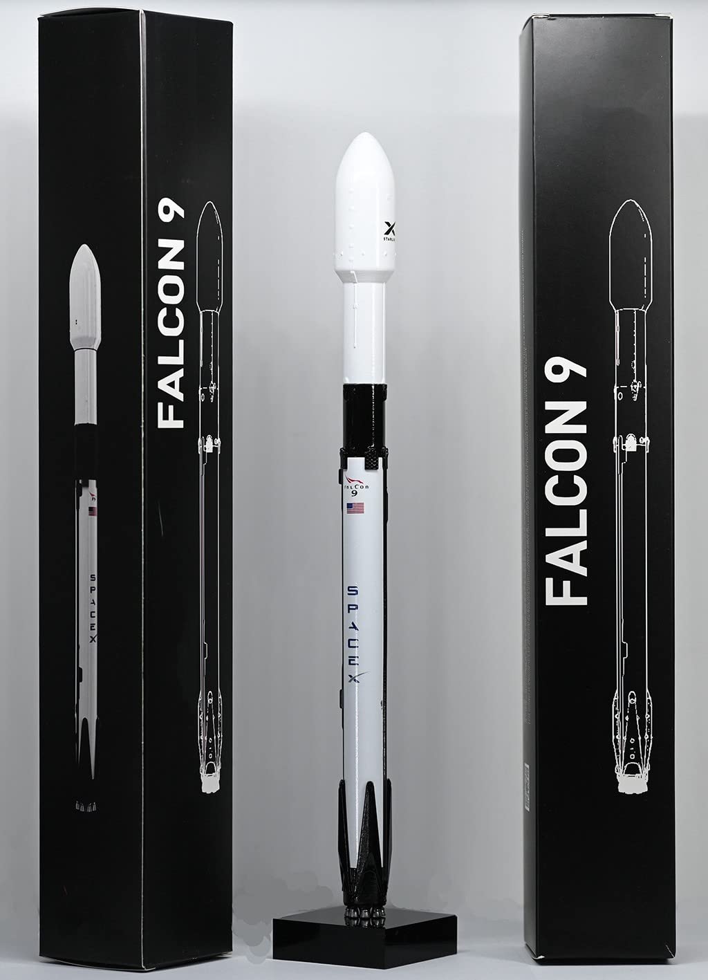 REHOOF Modello di Razzo Falcon 9 1:233 Modello di Razzo Super Pesante di Astronave Fan dello Spazio Souvenir Amanti del Modello da Collezione per Bambini Adulti, 4Pcs