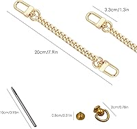 Vista 6 de findTop - 4 correas de cadena para bolso y 4 remaches en D, extensor de correa plana de 7.9 pulgadas con tachuelas de bola de latón, remaches