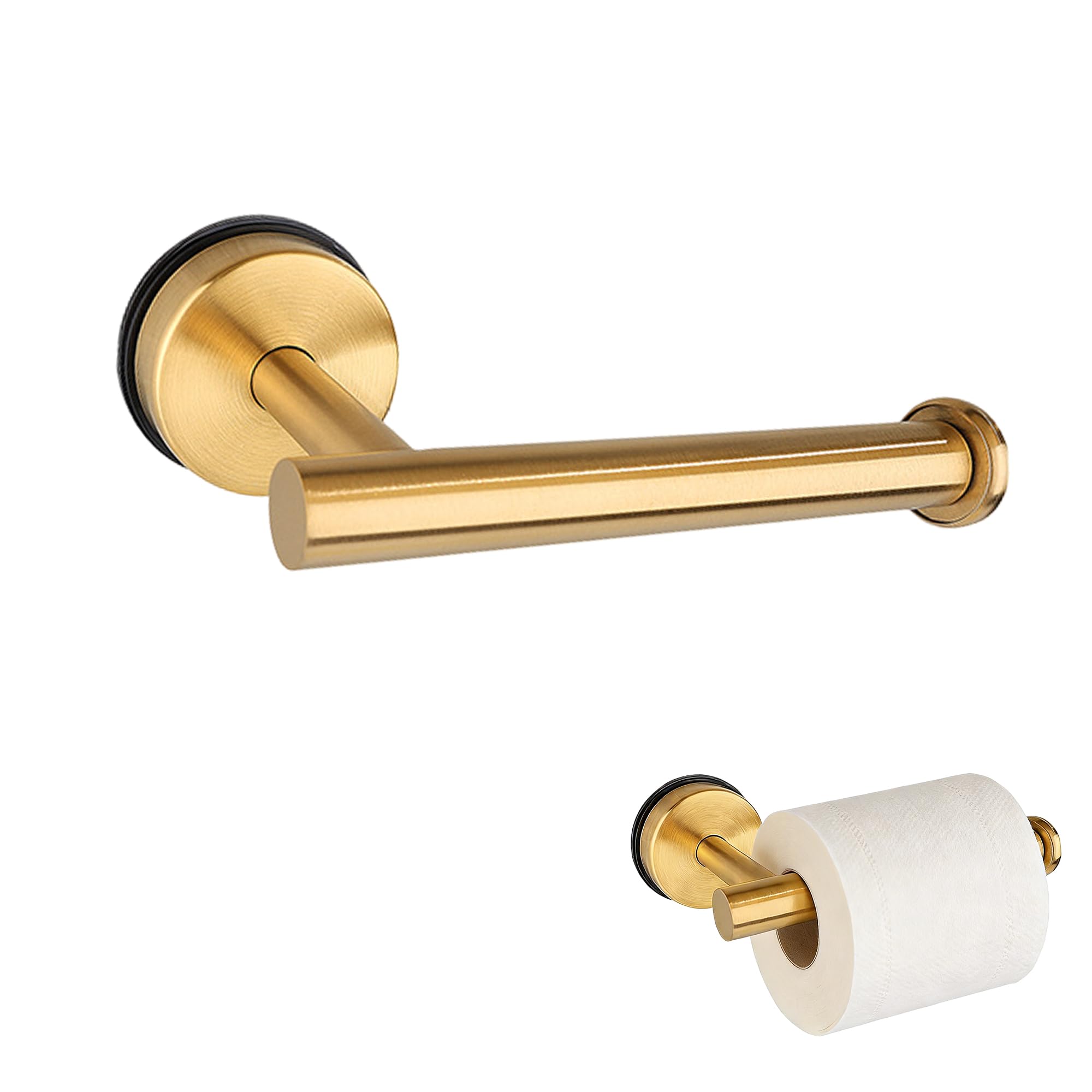 1PCS Suction Toilet Roll Holder, Gold, Wall Mounted