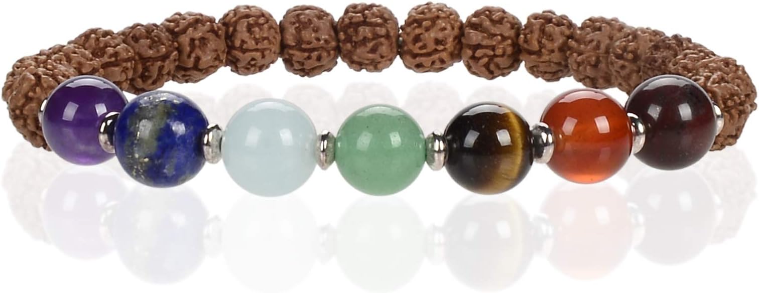 Chakra Stretch Bracelet | Genuine Natural 8mm Gemstones Beads, Sterling Silver Spacers | Men/Women | Small, Medium, Large Sizes