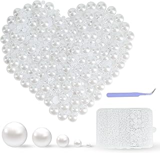 2600PCS Larger Pearls for Crafts, WONLEED Elegant Flatback Pearls for Nails, Mixed Sizes 4/5/6/8/10mm Bigger Easier to Hol...