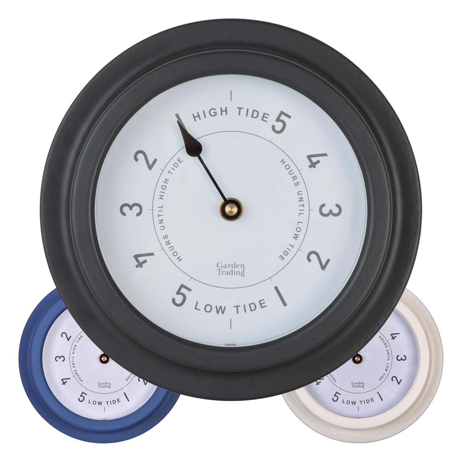 CKB LTD Traditional Nautical Tide Clock Weather Resistant - Indoor and Outdoor - Battery Powered - Ideal Decor For Seaside Home or Caravan 22.7cm Steel (Carbon Black)