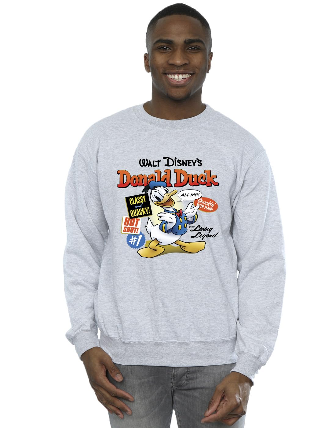 Absolute Cult Men's Sport Grey Disney Donald Duck Comic Cover Sweatshirt Large