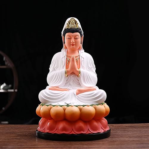 Miniatura 5 de CHUNCIN - Quan Yin Buddha Sitting on A Lotus Statue Guanyin, Kwan Yin, Kuanyin, Goddess of Mercy Handicraft Figurine Chinese Feng Shui Decor
