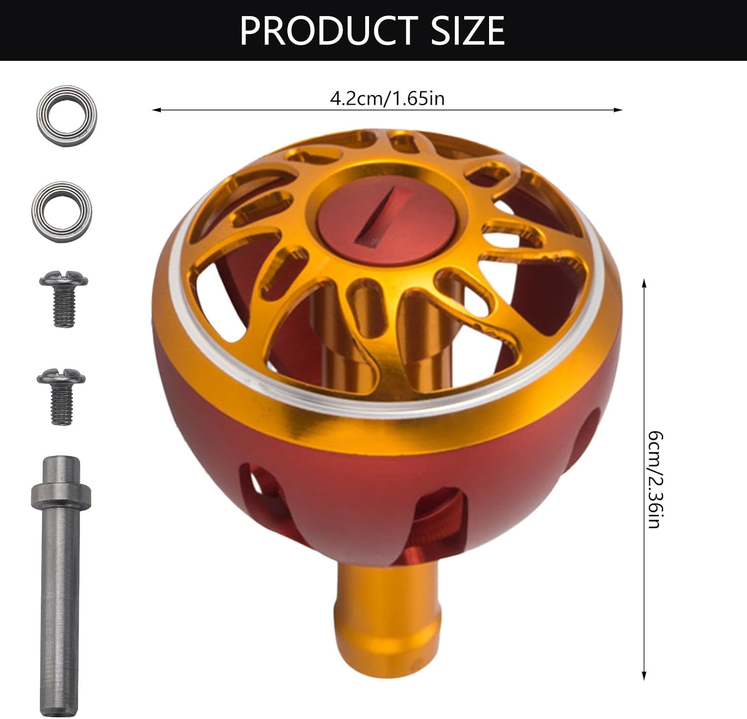 Fishing Reel Handle Knob Replacement Part - Red Aluminum Alloy - Baitcasting, Trolling - Fishing Reel Part