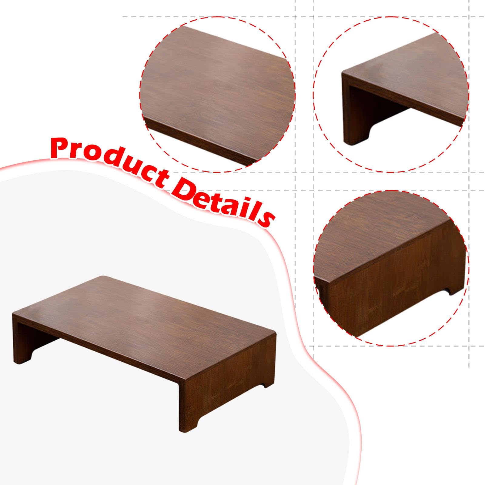 Panchetto Basso in Legno Poggiapiedi Comodo Multifunzionale Design Minimalista Adatto a Soggiorno, Marrone Scuro