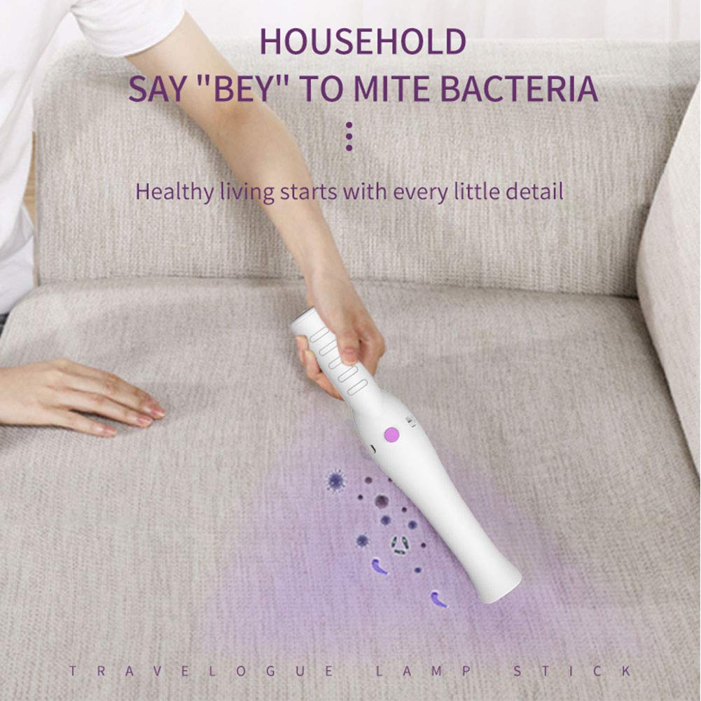 Lámpara de desinfección portátil UVC Varita desinfectante de viaje con luz UV, lámpara de esterilización UV portátil para mascotas, hogar, oficina, hotel, automóvil,Gris