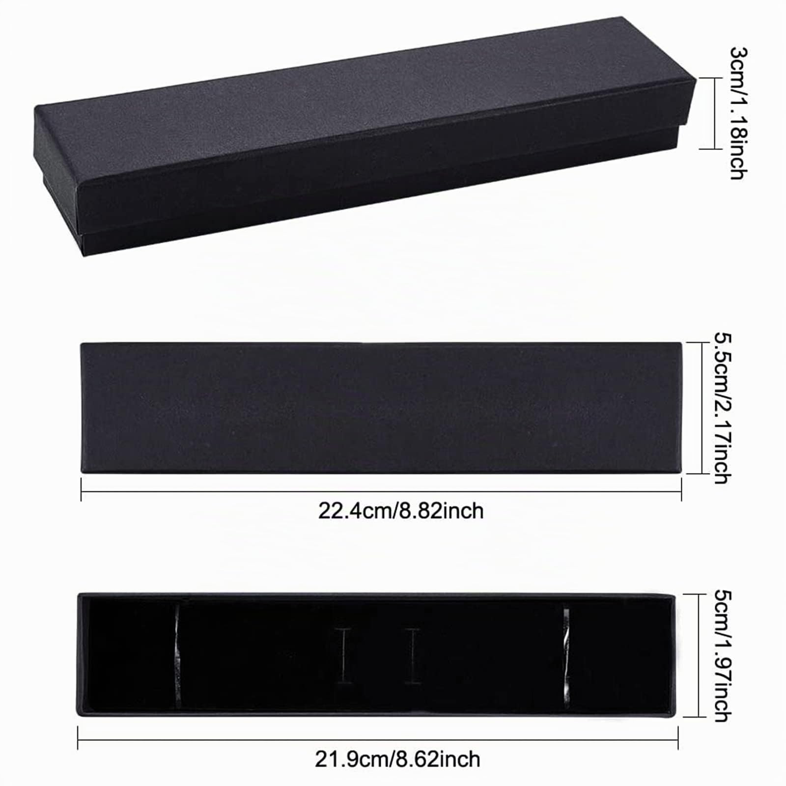 BENECREAT 12 Pack Scatola di Cartone Craft Craft Box Nero con Elegante Pad in Velluto per Bracciale Presentazione Collana 22,5x5x3cm