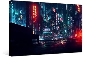 Cyberpunk 2077 Poster: Cyberpunk City at Night Canvas Art