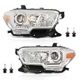 G-PLUS Headlights Assembly w/LED DRL Compatible with 2016-2022 Toyota Tacoma, Headlamps Left & Right Clear Lens Chrome Housing Amber Reflector, TO2502244, TO2503244 faros delanteros