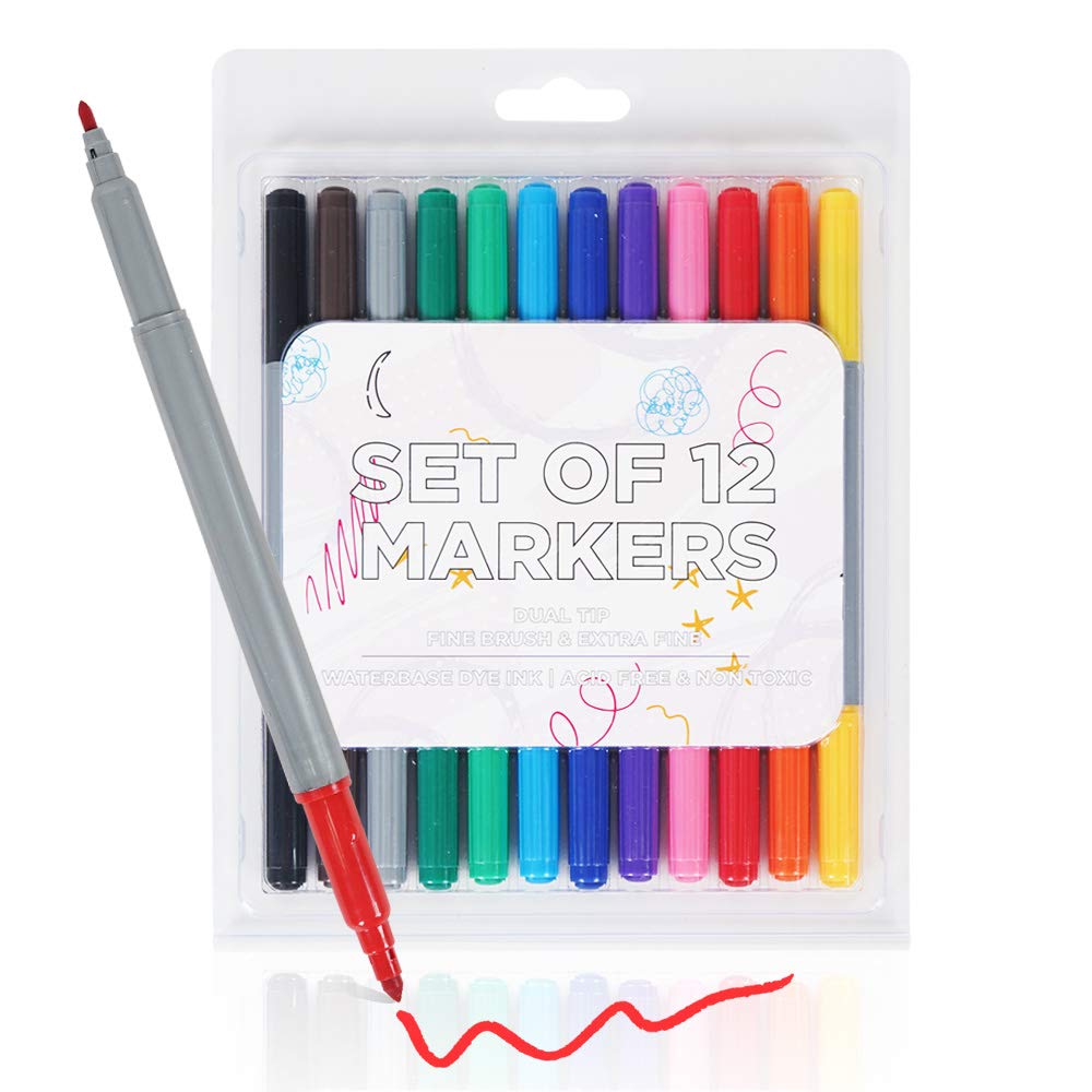 Buy KIDDYCOLOR 12 Colors Art Markers,Double Tipped Sketch Markers for
