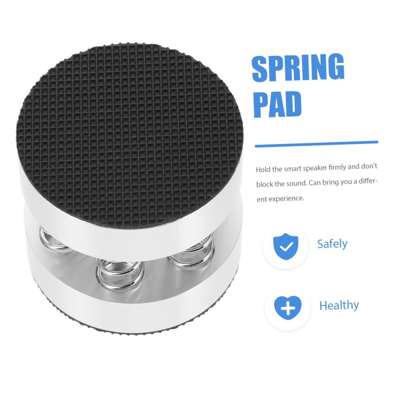 NUOBESTY 4 Pezzi Piedini a Molla per Altoparlanti Smart Speaker Antishock in Lega di Alluminio e Gomma, Stabilità Garantita per Uso Domestico e Ktv