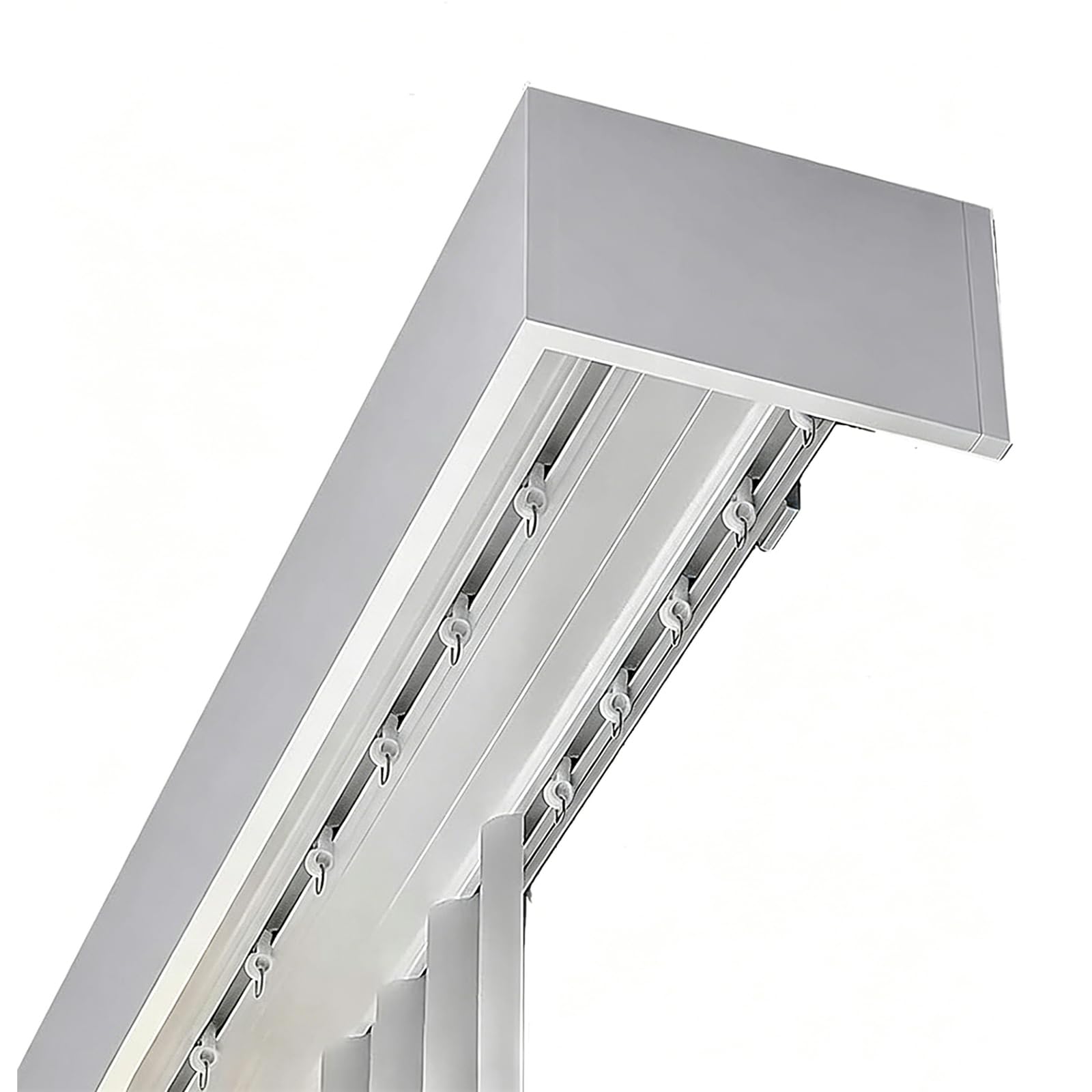 DLLDQBD Curtain Box Baffle Rail Integrated Side Installation with Curtain Rail Sliding Rail Rail Box Pulley Double Track Silent, Can Be Spliced,White(Size:14.8FT/450CM,Color:Side Mount)