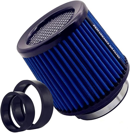 3 3.5 4 Inch Cold Air Intake Filter, 4" Cone Air Filter, Premium Washable and Reusable Clamp-on Engine Air Filter, Blue