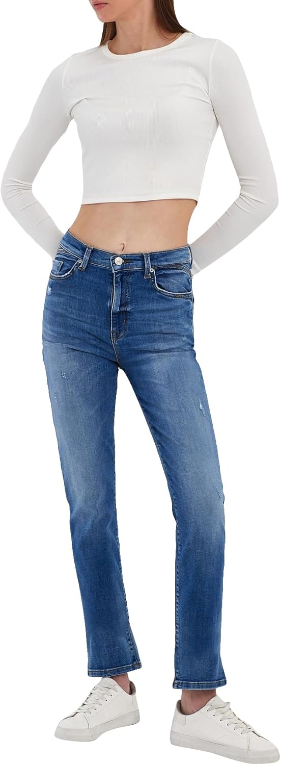 Ruime rechte jeans met hoge taille voor dames | Ralph Lauren® NL