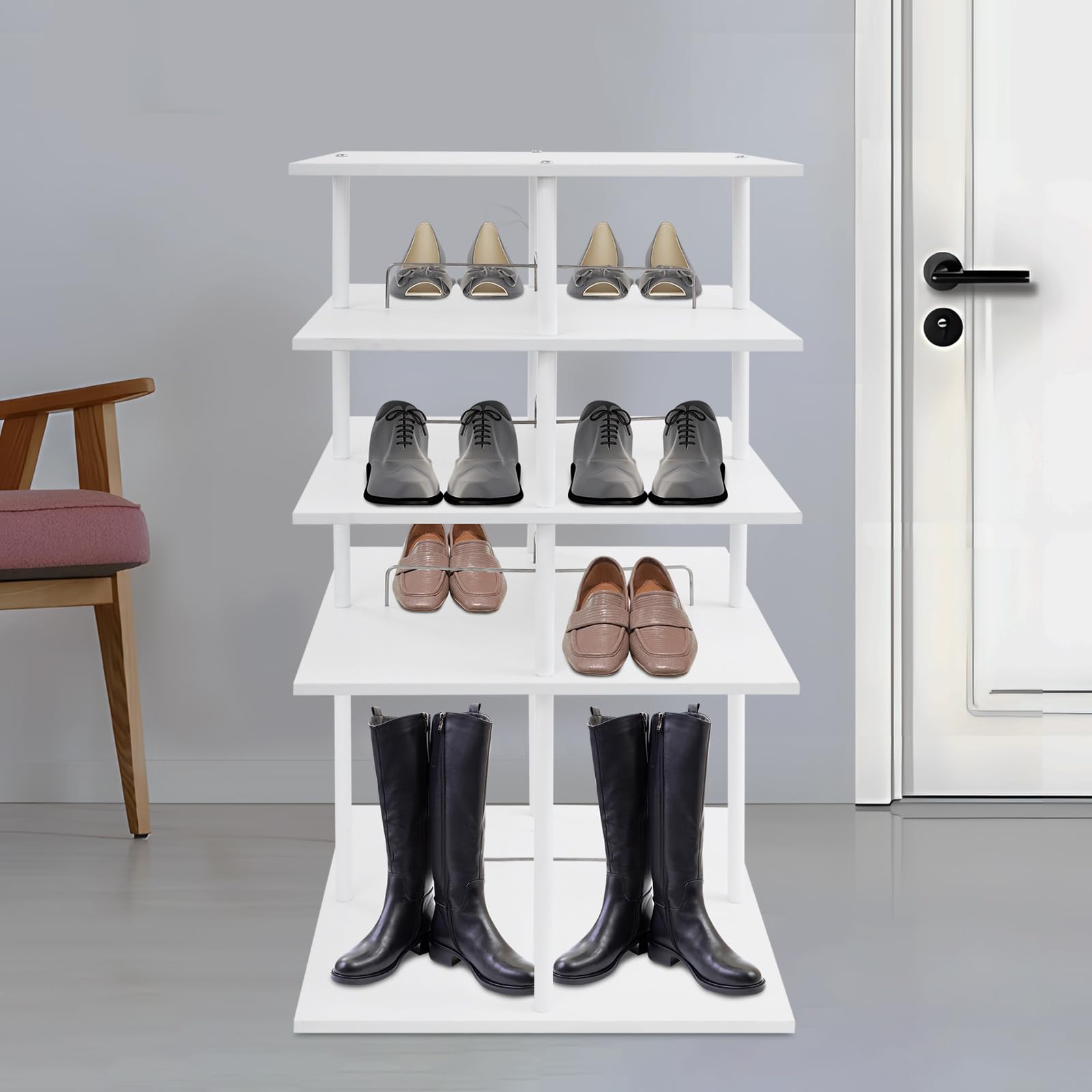 Zapatero giratorio de 4 pisos, giratorio 360°, organizador de zapatos