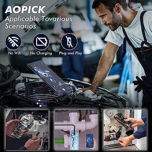 AOPICK Endoskopkamera 10M, 1080P HD Endoskop-Kamera mit Licht Handy Wasserdichtes Ip67 Kein WLAN...