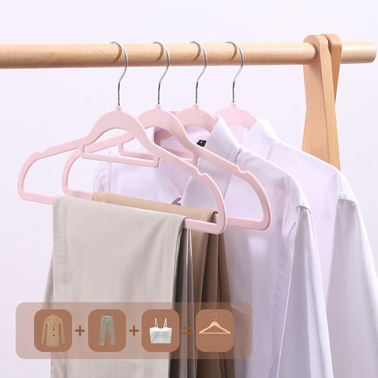 Cintres pour Pantalon Cintres De Flocage en Feutre Antidérapant, Cintre Plastique ABS pour Adultes, pour Manteaux, Pantalons Et Robes Rangement Vêtements(D,20pcs)