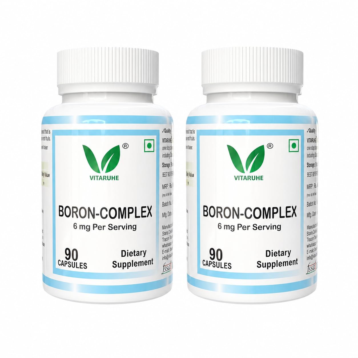 VITARUHE® Triple Boron Complex 6 mg Supplement (Pack of 2) | 180 capsules | Vegetarian, Non-GMO & Gluten Free | Triple Action Boron Citrate, Boron Glycinate, Boron Asparate-image-27
