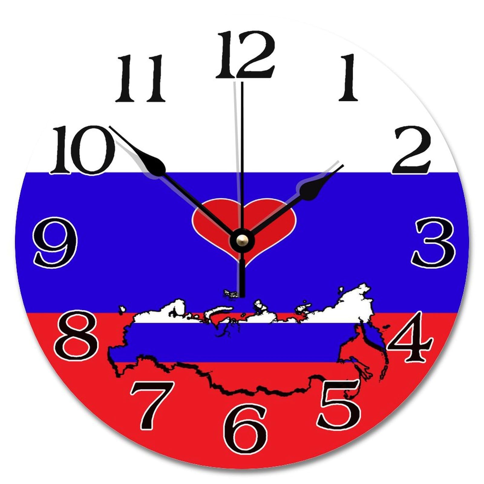 Horloge silencieuse Russie drapeau vintage à piles pour bureau