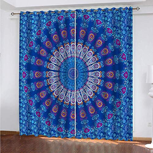 Rideaux occultants à oeillets imprimés bleus 140x290 cm - 2