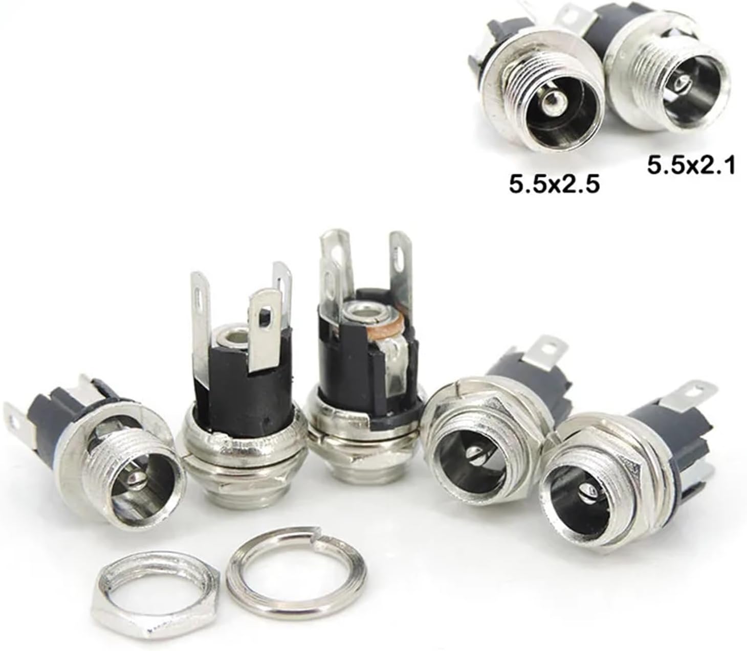 DC 025M 3Pin DC Power Female Jack Panel Mount Terminal 5.5x2.1mm 5.5x2.5mm 5.5mm * 2.5mm Socket Supply Electrical Connector(5pcs,5.5x2.5mm)