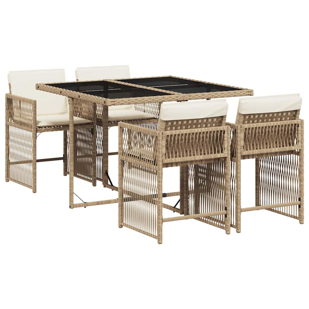 Ensemble à manger de jardin moderne en résine tressée beige de qualité supérieure vidaXL