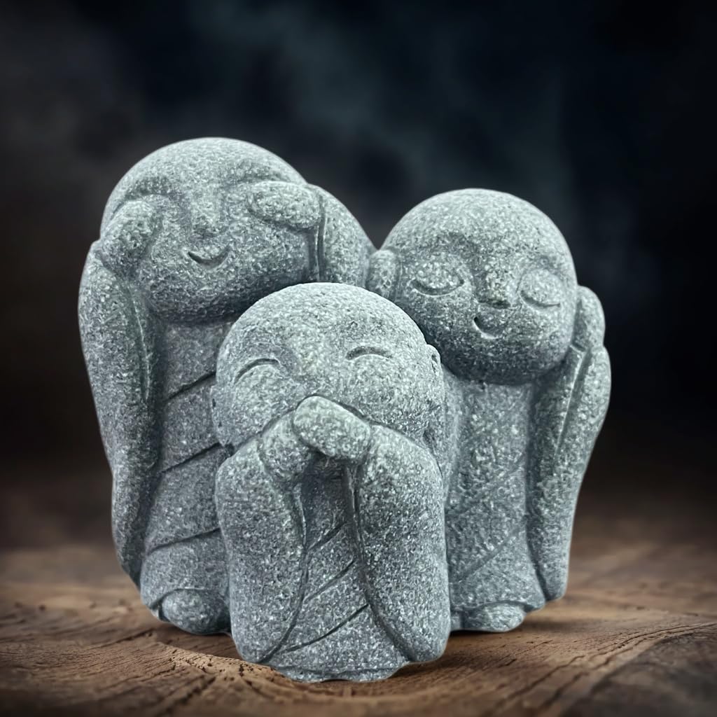 Amazon.com: Awelumu Three Japanese Jizo Buddha Statue, Praying