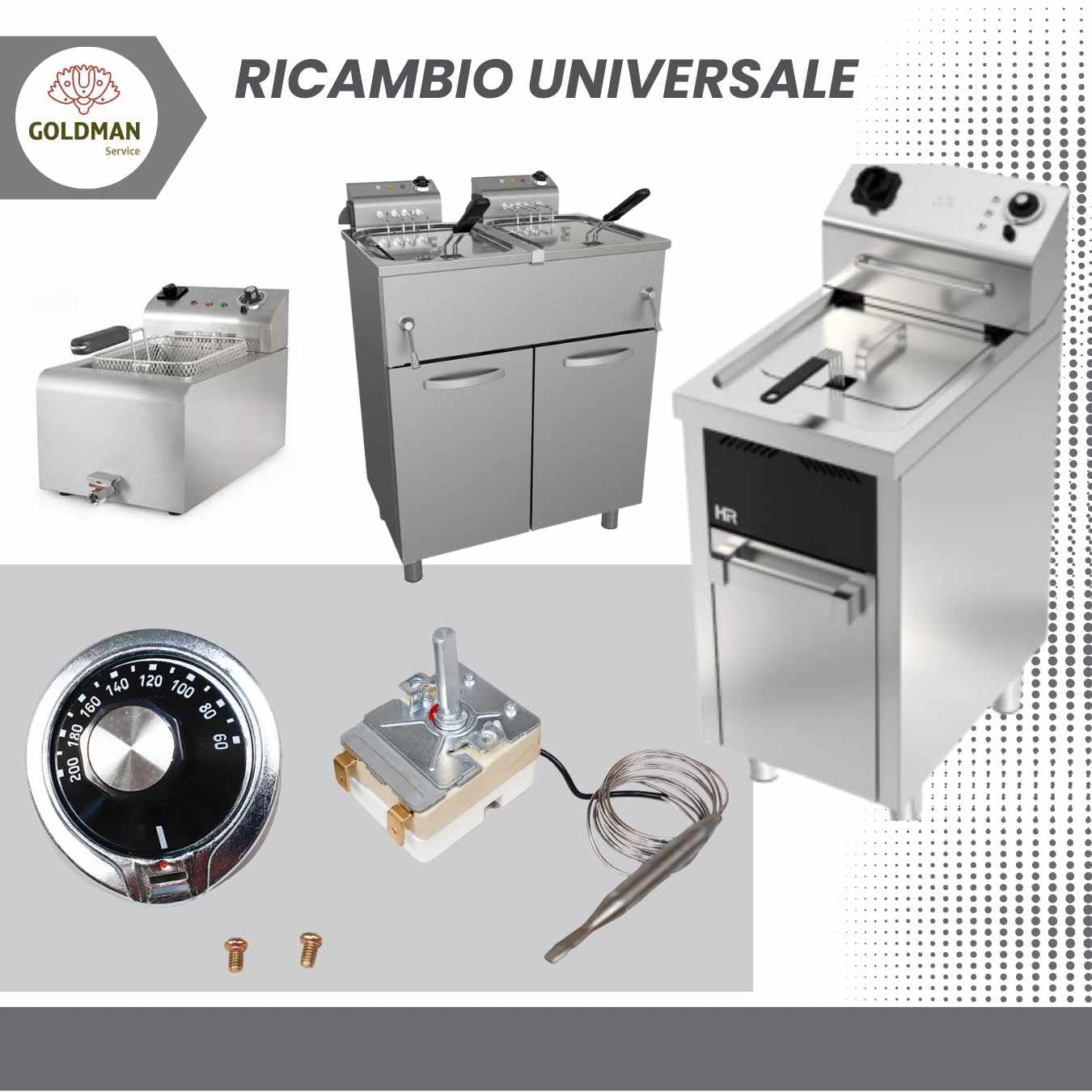GOLDMAN SERVICE | Termostato universale per friggitrice industriale Ricambio universale con regolatore (da 50° a 205° C), 24007
