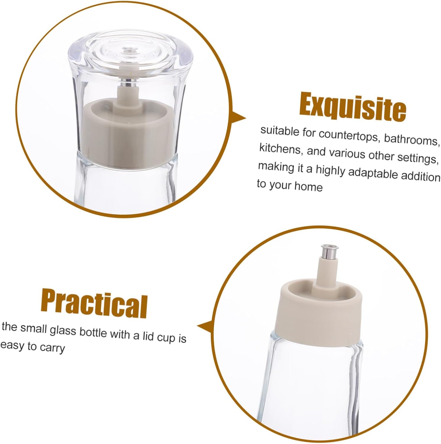 Glass Mouthwash Dispenser Refillable 8.8 Oz 2pcs with Lid Cup image 3
