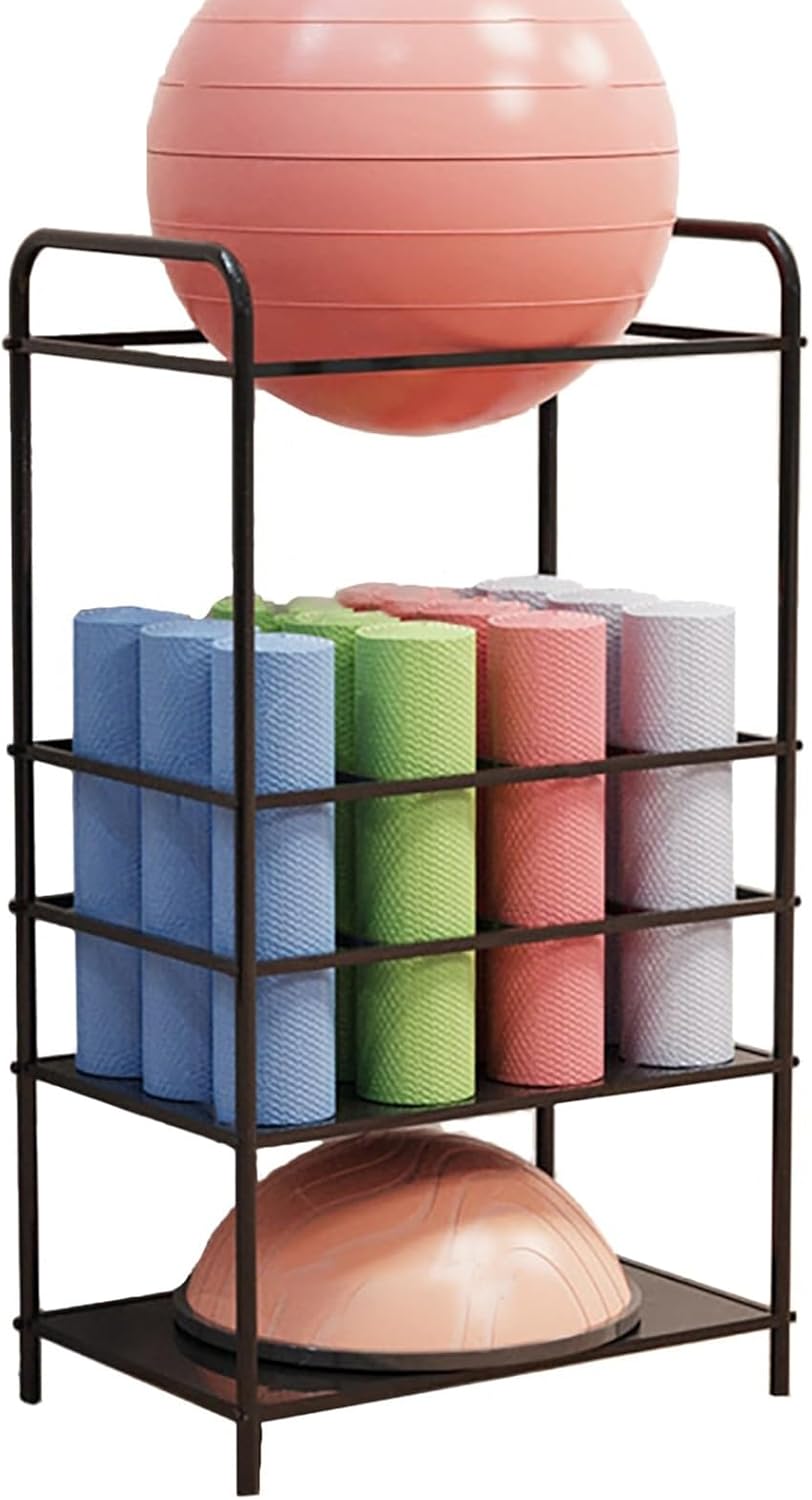 Storage Organizer Home Gym Commercial Balance Ball/Yoga Mats Rack, Rolling Organizer Cart For Sports Equipment Storage Display, Home Gym Studio Use(One Color-80X50X85Cm)