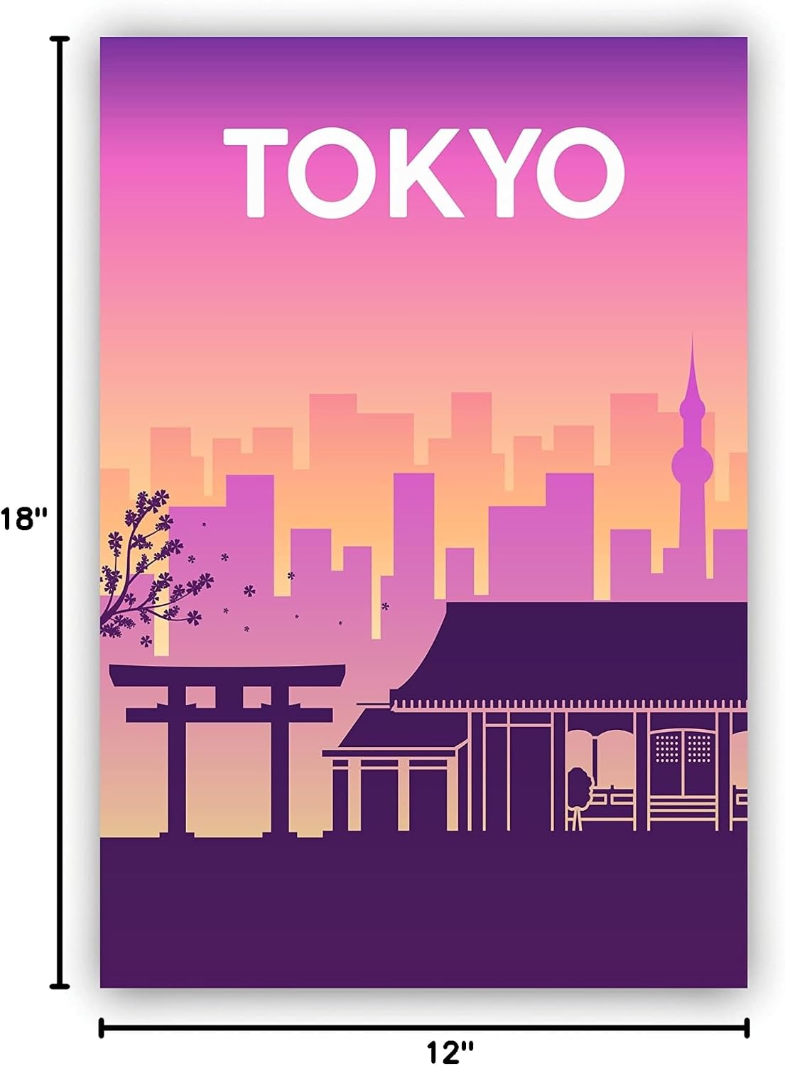 Solid Color World City Poster, Japan Tokyo Solid Color Modern Poster Print, Tokyo Modern City Poster, Office and Home Wall Decoration - 12x18