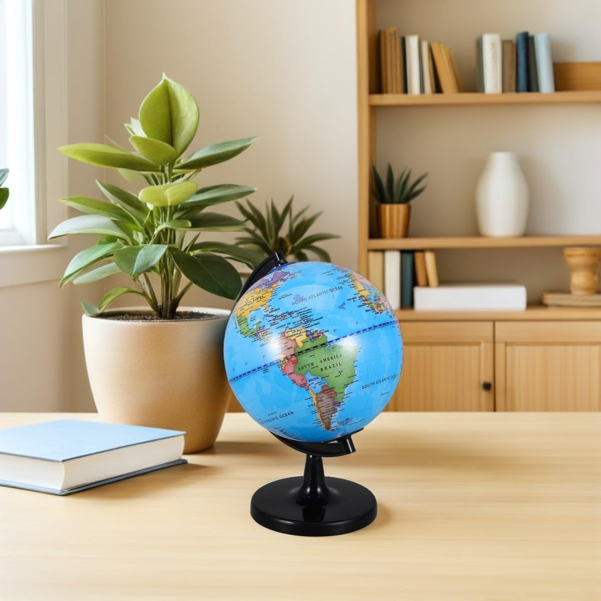 Zerodeko Globo Terráqueo Educativo con Base de Plástico y Cable Usb, Giratorio y Resistente para Uso en Aula y Enseñanza en Casa