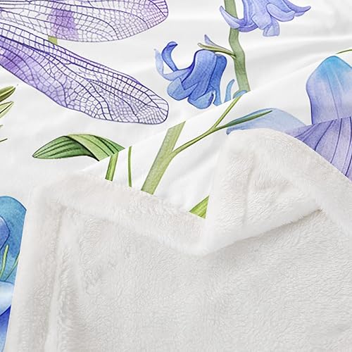 Miniatura 6 de Manfei Butterfly Flannel Fleece Throw Blanket 60"x80" Country Rustic Flowers Fuzzy Blanket for Sofa Couch Nature Plant All Season Bed Blankets Plush