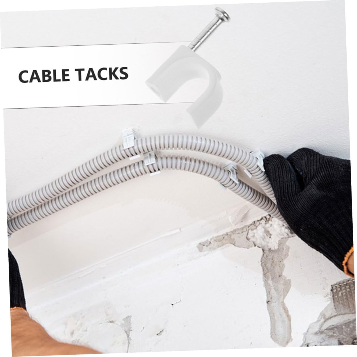 200pcs Nail Cable Clips for Wall Flat Ethernet and Wire Holders Easy Install Cord Management Staples for Wire Tack